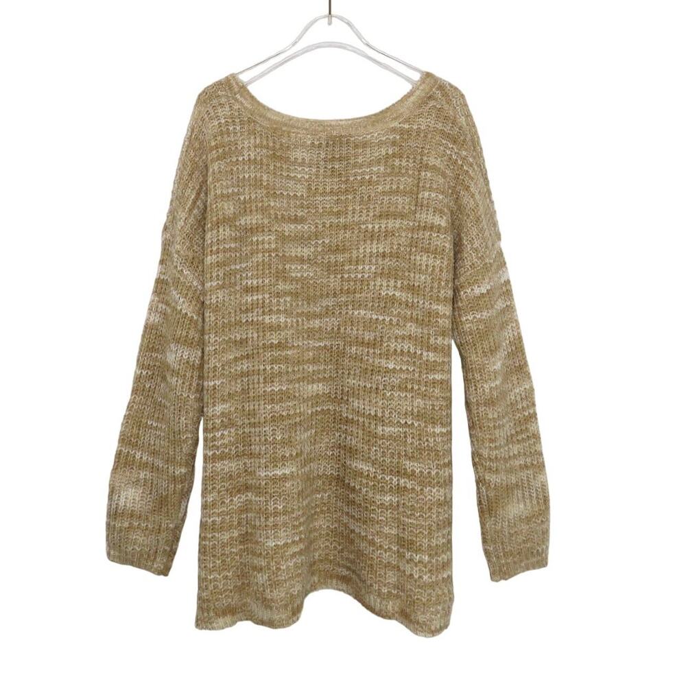 Anthropologie Harlowe & Graham Tan Crewneck High Low Knit Sweater Medium - Picture 2 of 6